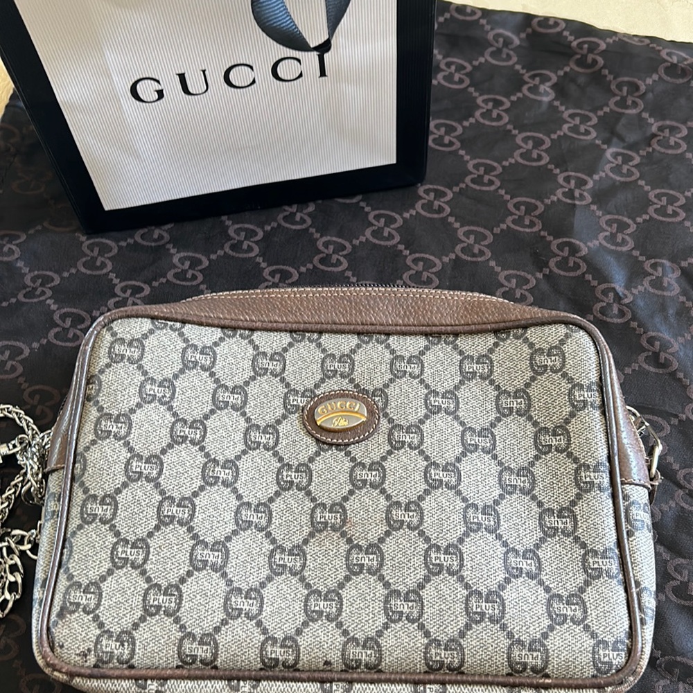 Gucci Monogram Plus Gg Clutch Vintage EUC